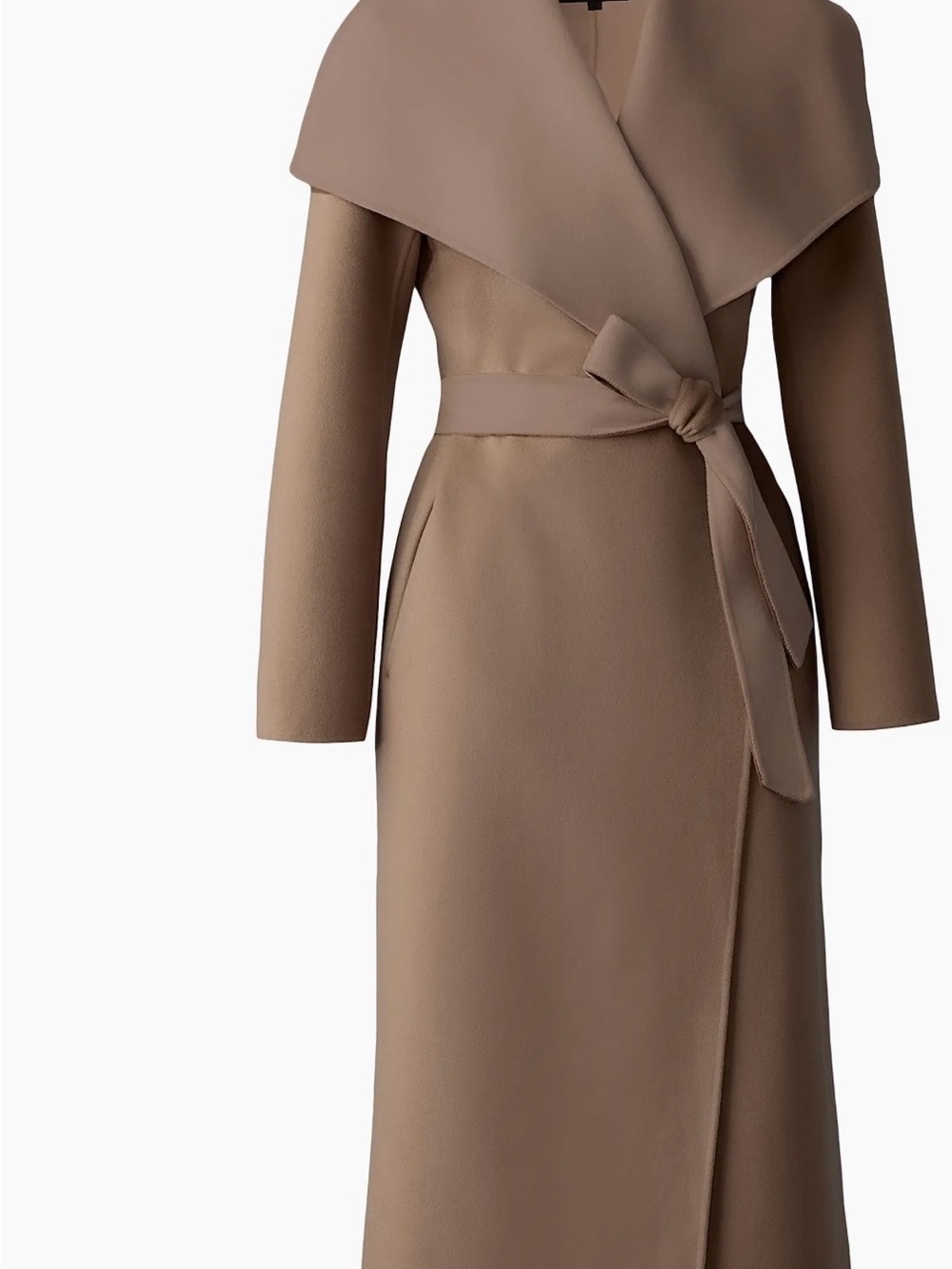 Mackage Taupe Long Wrap Coat with Shawl Collar